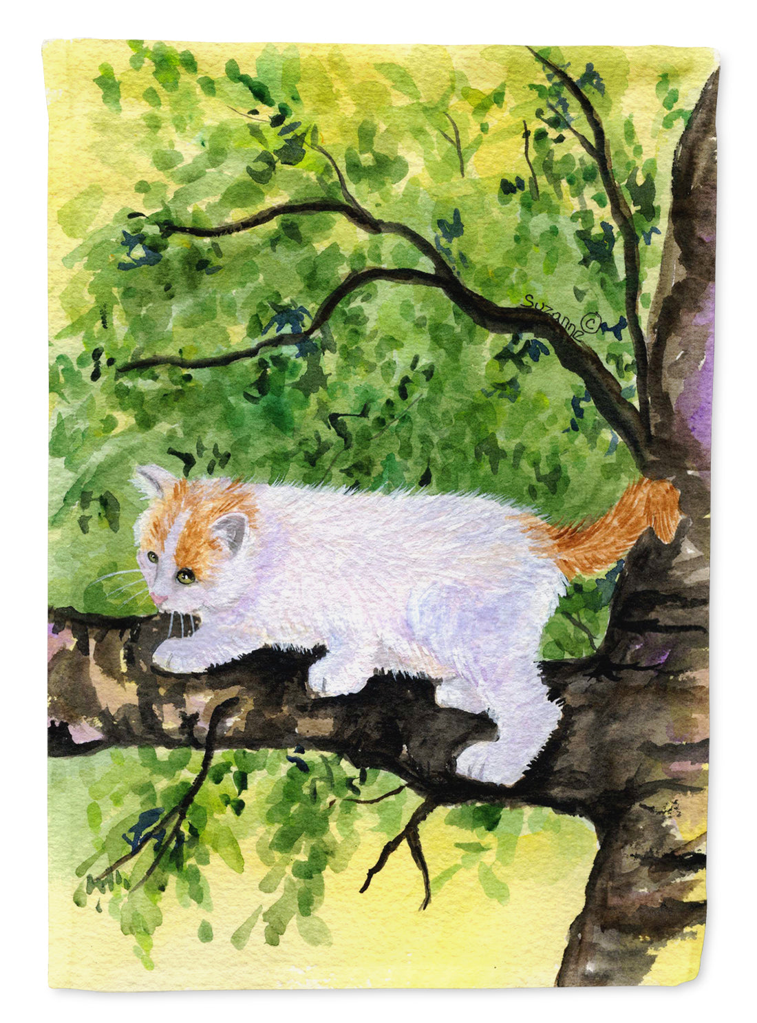 Cat - Turkish Van House Flag 28x40 Porch Sleeve Pole Decorative Outside Yard Banner Artwork Wall Hanging, Polyester