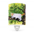Cat - Turkish Van Ceramic Night Light Compact, UL-Certified, Ideal for Bedroom, Bathroom, Nursery, Hallway, Kitchen, 6x4x3, Multicolor