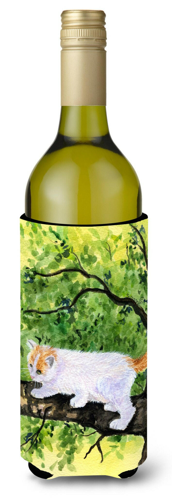 Cat - Turkish Van Wine Bottle Hugger Gift Sleeve for Standard 750 ml Bottles, Insulated Reusable Also Fits Mini Shot & Pint Bottles