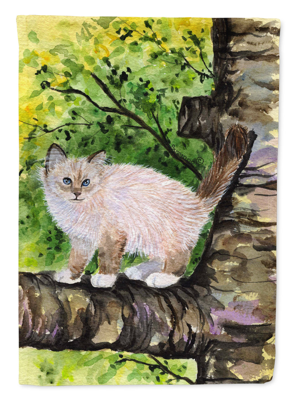 Cat - Birman House Flag 28x40 Porch Sleeve Pole Decorative Outside Yard Banner Artwork Wall Hanging, Polyester