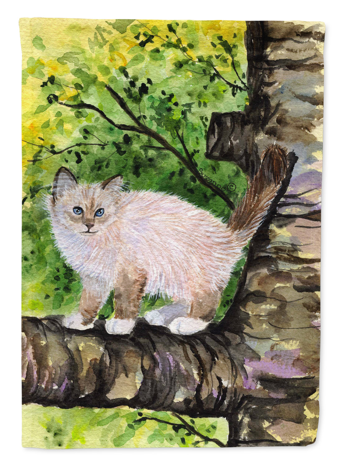 Cat - Birman House Flag 28x40 Porch Sleeve Pole Decorative Outside Yard Banner Artwork Wall Hanging, Polyester