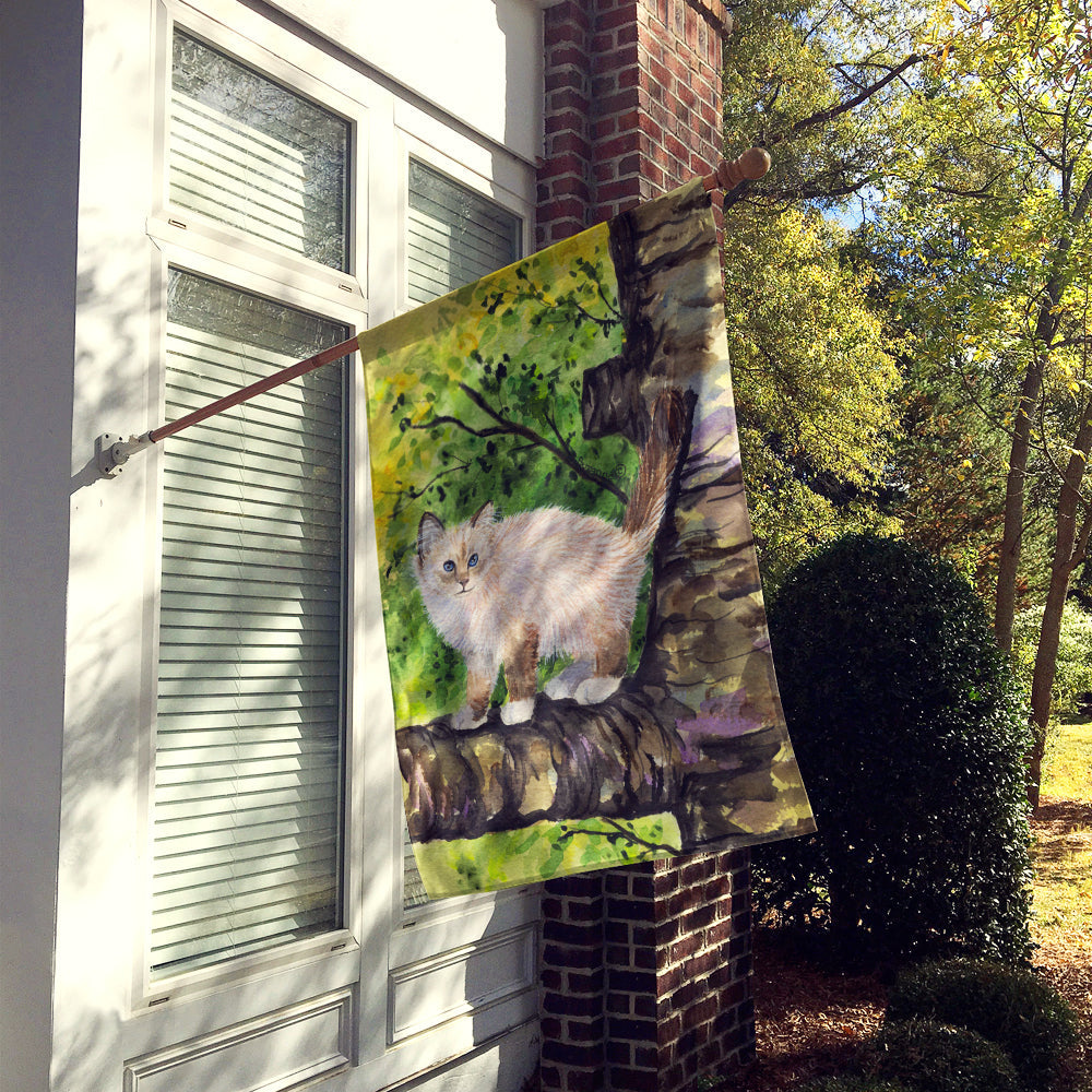 Cat - Birman House Flag 28x40 Porch Sleeve Pole Decorative Outside Yard Banner Artwork Wall Hanging, Polyester