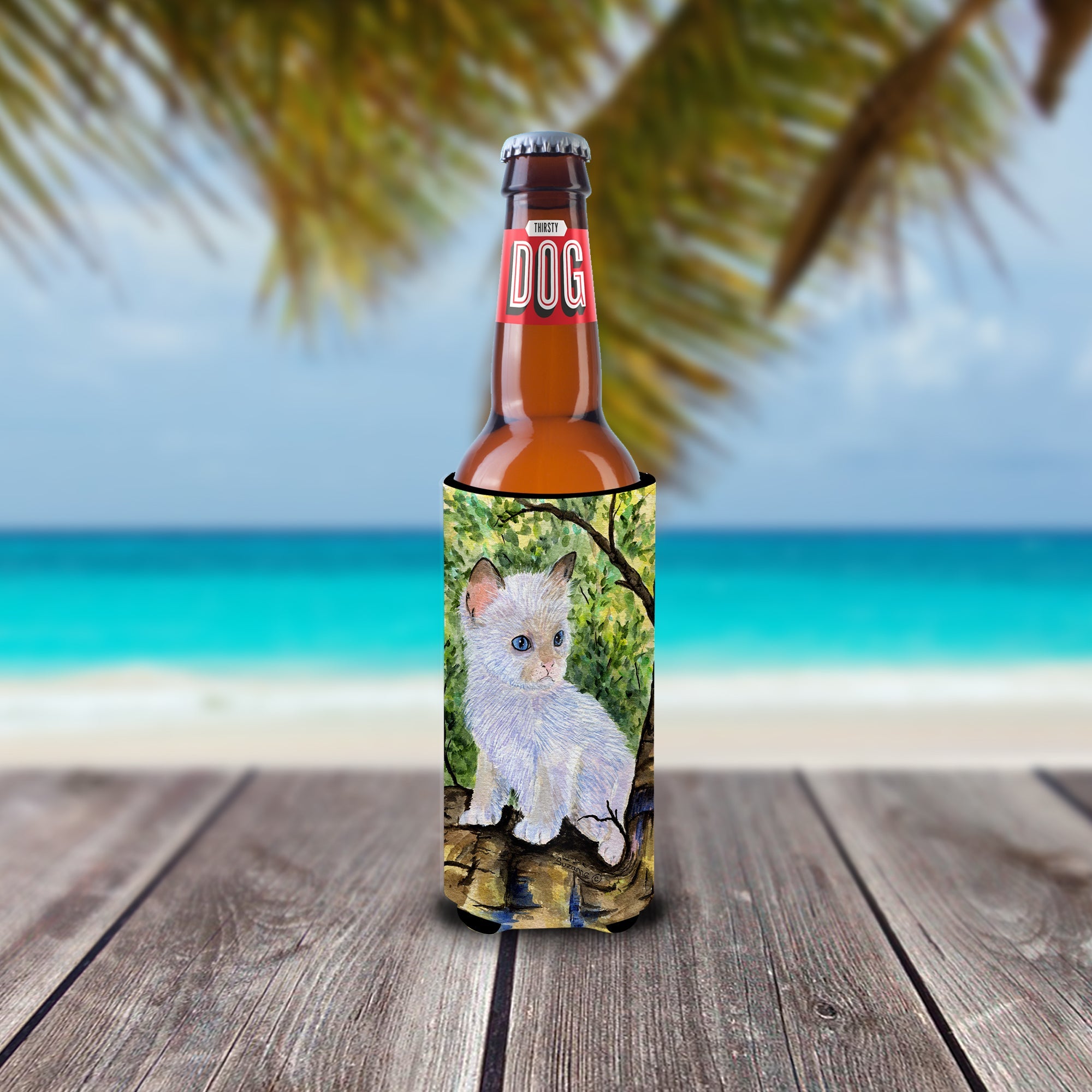 Cat - Ragdoll Slim Can Hugger , Insulated Foam Hugger for 12 oz Slim Cans, Beer Bottles & Water Bottles, Printed in USA