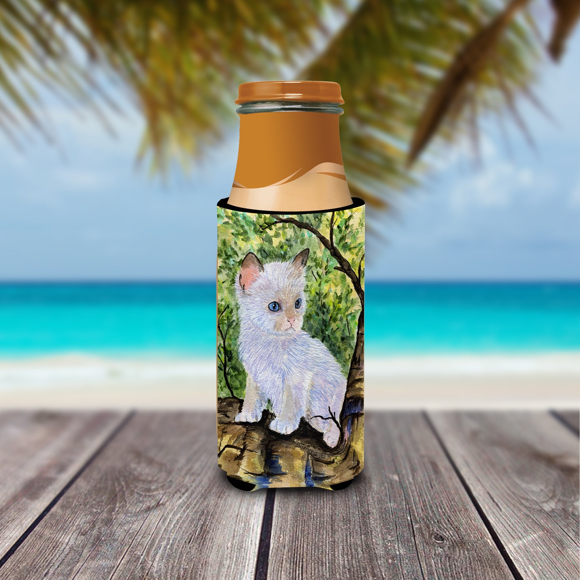 Cat - Ragdoll Slim Can Hugger , Insulated Foam Hugger for 12 oz Slim Cans, Beer Bottles & Water Bottles, Printed in USA