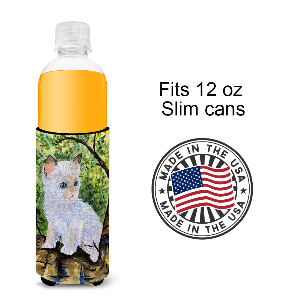 Cat - Ragdoll Slim Can Hugger , Insulated Foam Hugger for 12 oz Slim Cans, Beer Bottles & Water Bottles, Printed in USA