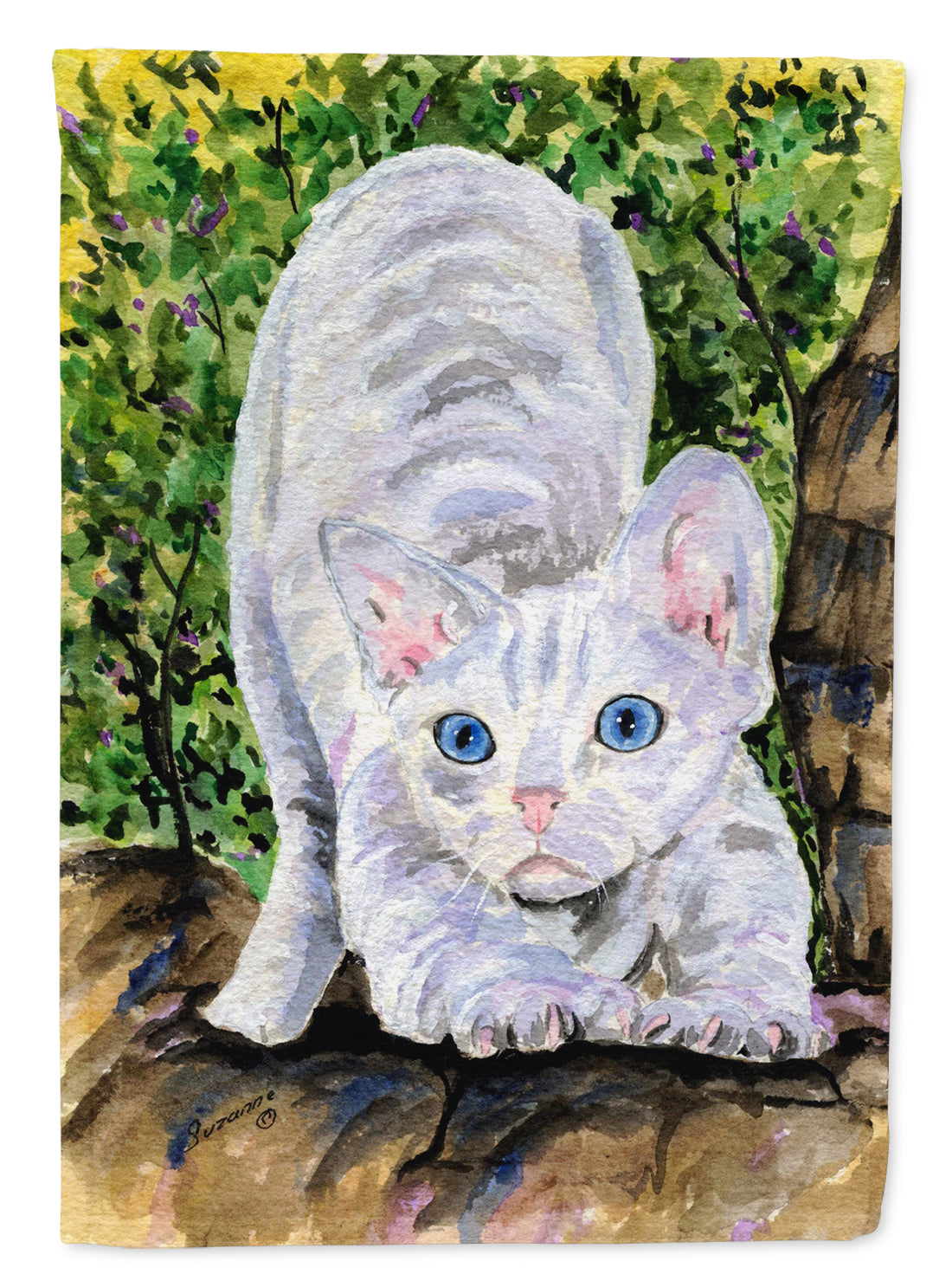 Cat - Devon Rex House Flag 28x40 Porch Sleeve Pole Decorative Outside Yard Banner Artwork Wall Hanging, Polyester