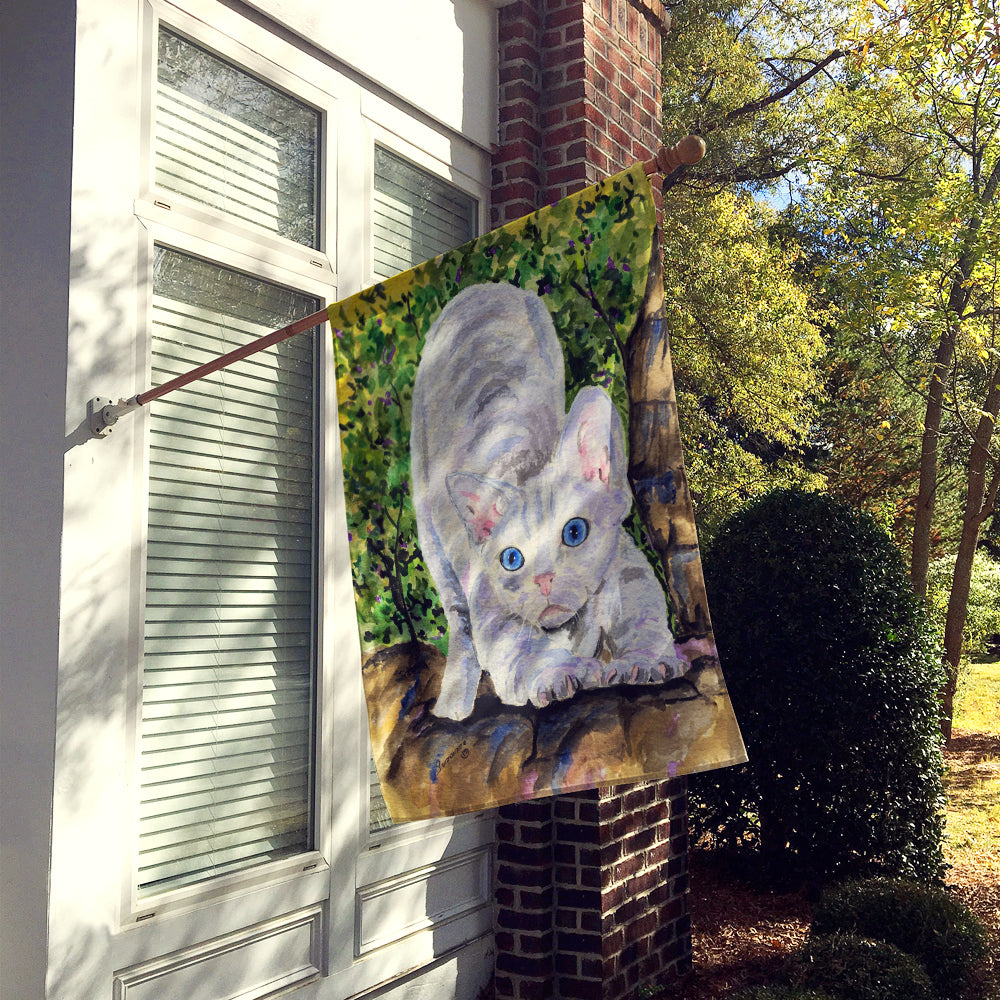 Cat - Devon Rex House Flag 28x40 Porch Sleeve Pole Decorative Outside Yard Banner Artwork Wall Hanging, Polyester