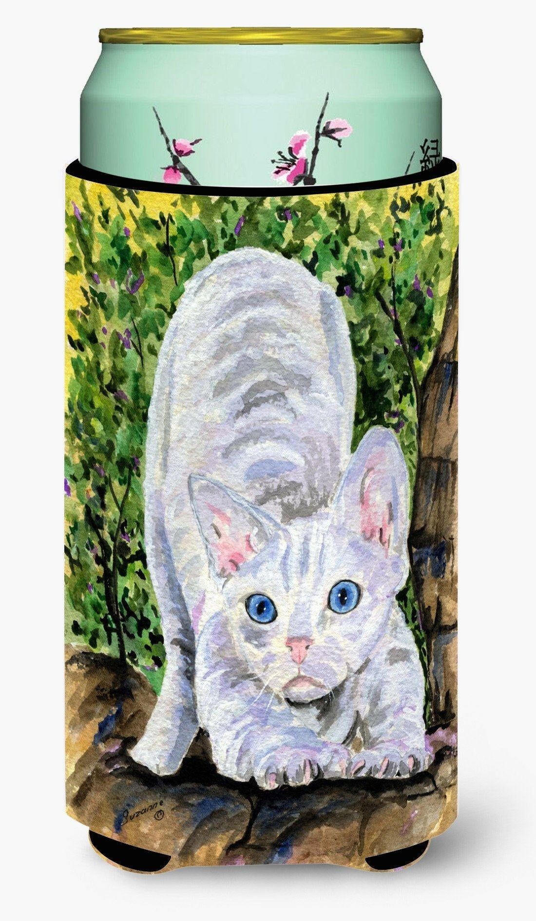 Cat - Devon Rex Tall Boy Hugger Can Cooler Sleeve Machine Washable Drink Collapsible Insulator Beverage Insulated Holder