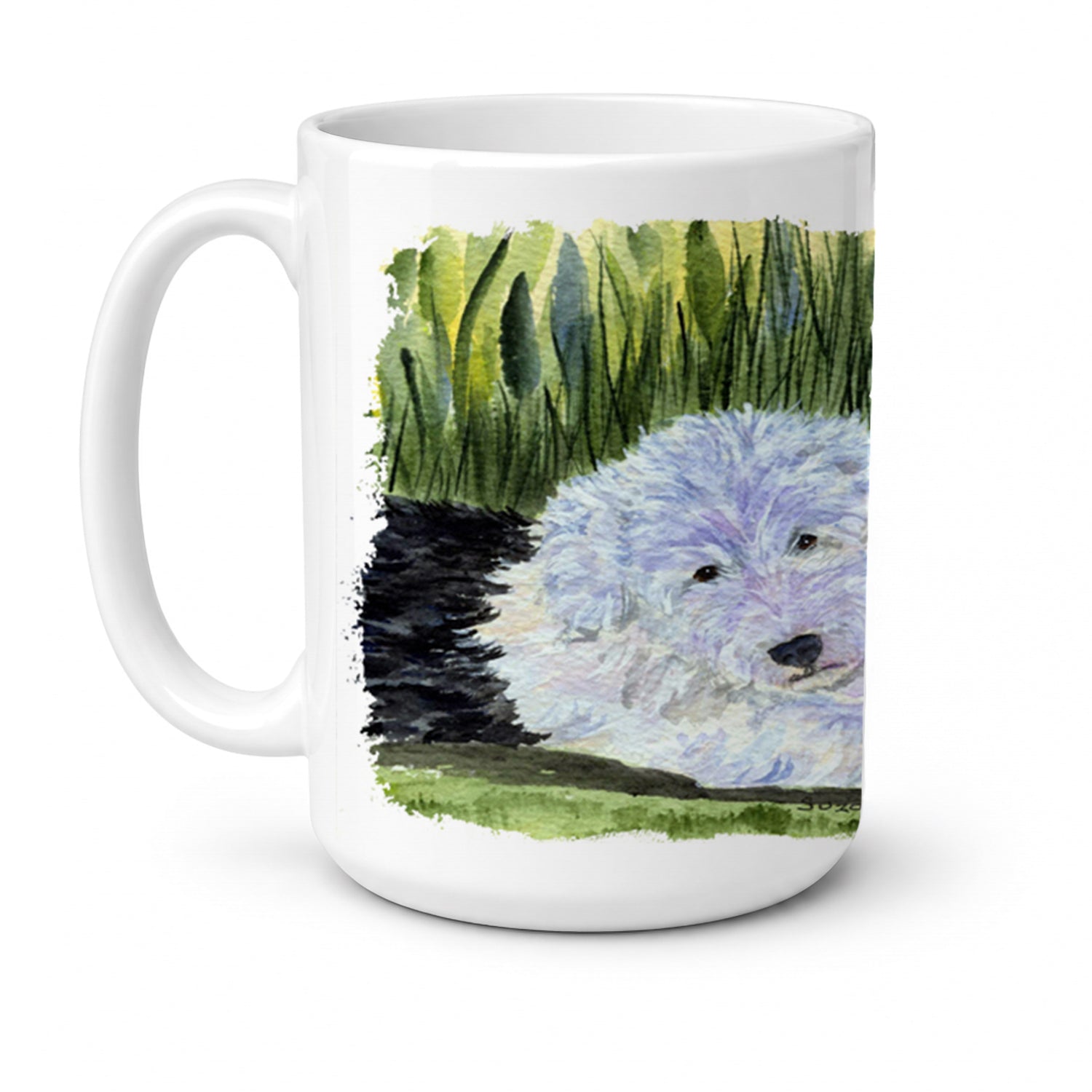 Old English Sheepdog Ceramic Coffee Mug 15 oz Decorative Large C Handle Mug Cup for Tea, Cocoa Hot Chocolate