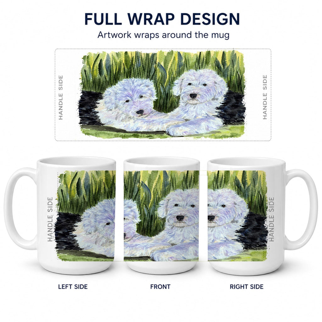 Old English Sheepdog Ceramic Coffee Mug 15 oz Decorative Large C Handle Mug Cup for Tea, Cocoa Hot Chocolate