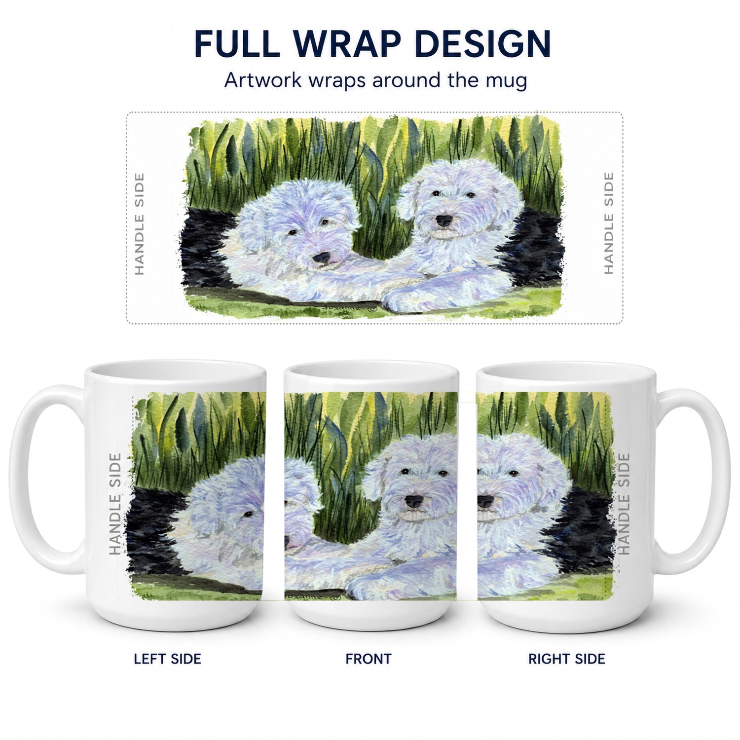 Old English Sheepdog Ceramic Coffee Mug 15 oz Decorative Large C Handle Mug Cup for Tea, Cocoa Hot Chocolate