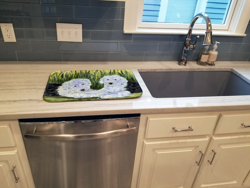 Old English Sheepdog Dish Drying Mat Absorbent Dish Drying Mat Pad for Kitchen Counter Dish Drainer Mat for Countertop, 14 x 21", Multicolor