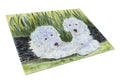 Old English Sheepdog Cutting Board Tempered Glass Kitchen Cutting Surface, Heat Resistant Chopping, Non-Slip Feet, Food Prep & Serving