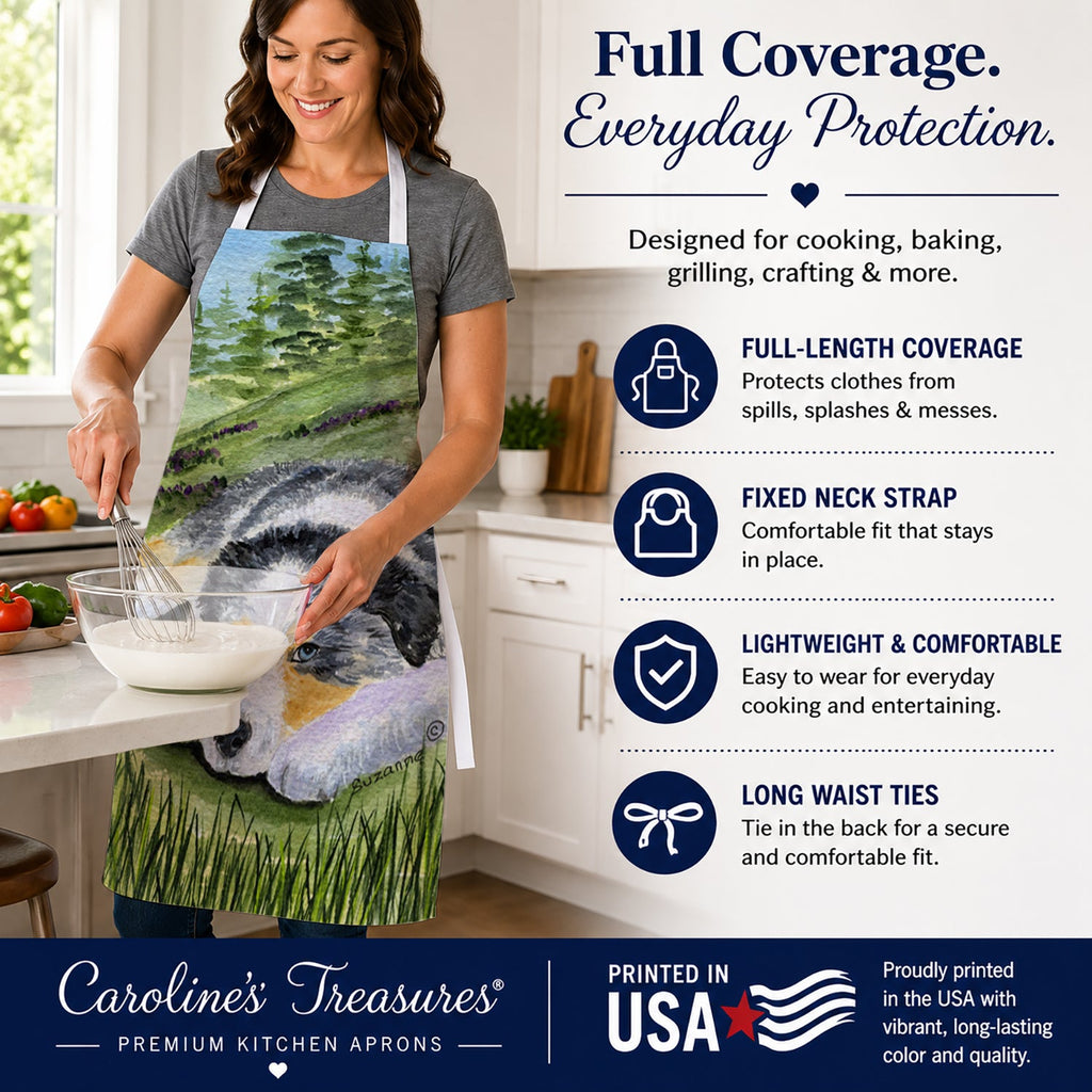 Australian Shepherd Apron Cooking Kitchen Server Baking Crafts Gardening for Adult Women Men, Unisex, Large, Multicolor