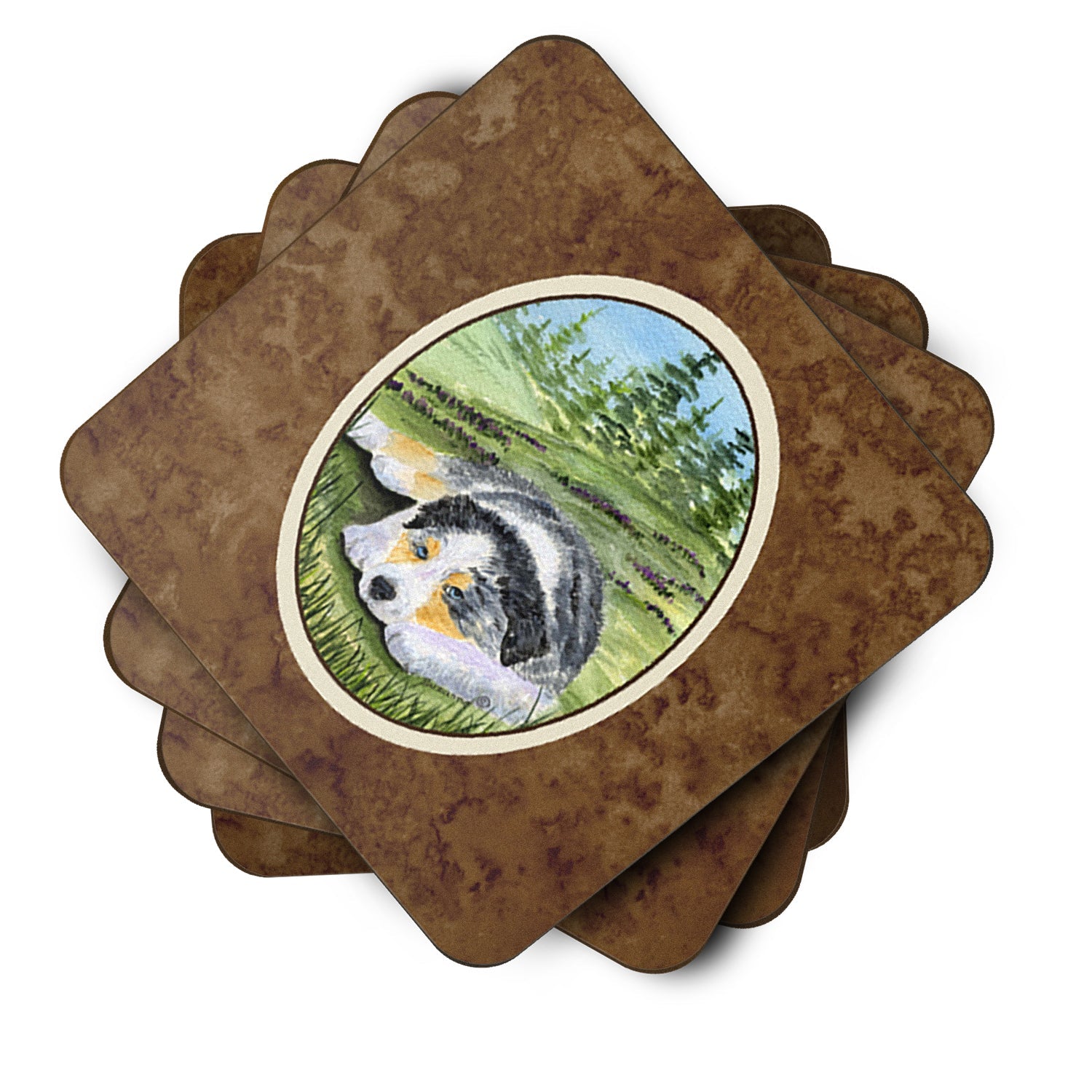 Australian Shepherd Foam Coasters Set of 4 Cup Coasters for Indoor Outdoor, Tabletop Protection, Anti Slip, Mouse pad Material