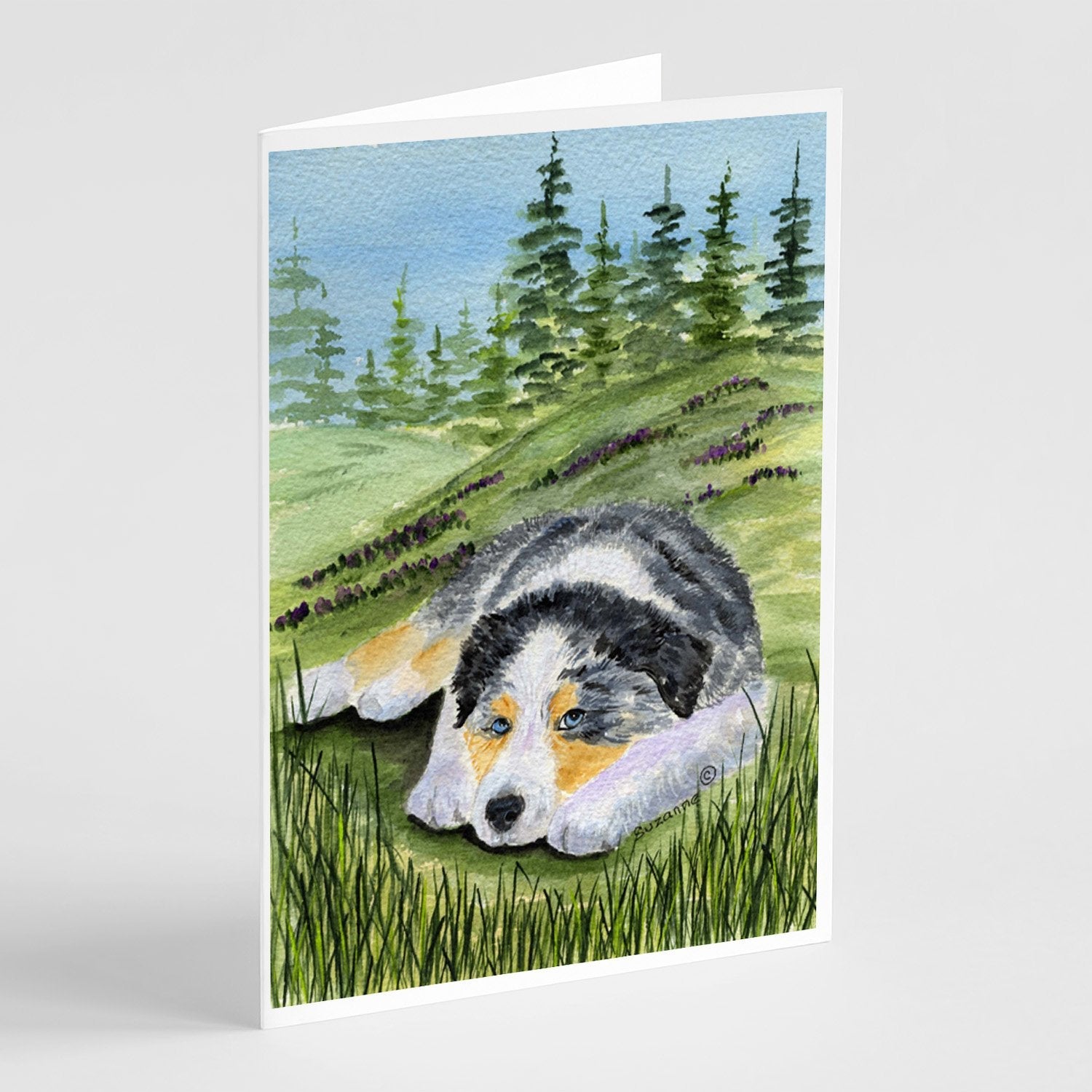 Australian Shepherd Greeting Cards Pack of 8 Blank Cards with Envelopes Whimsical A7 Size 5x7