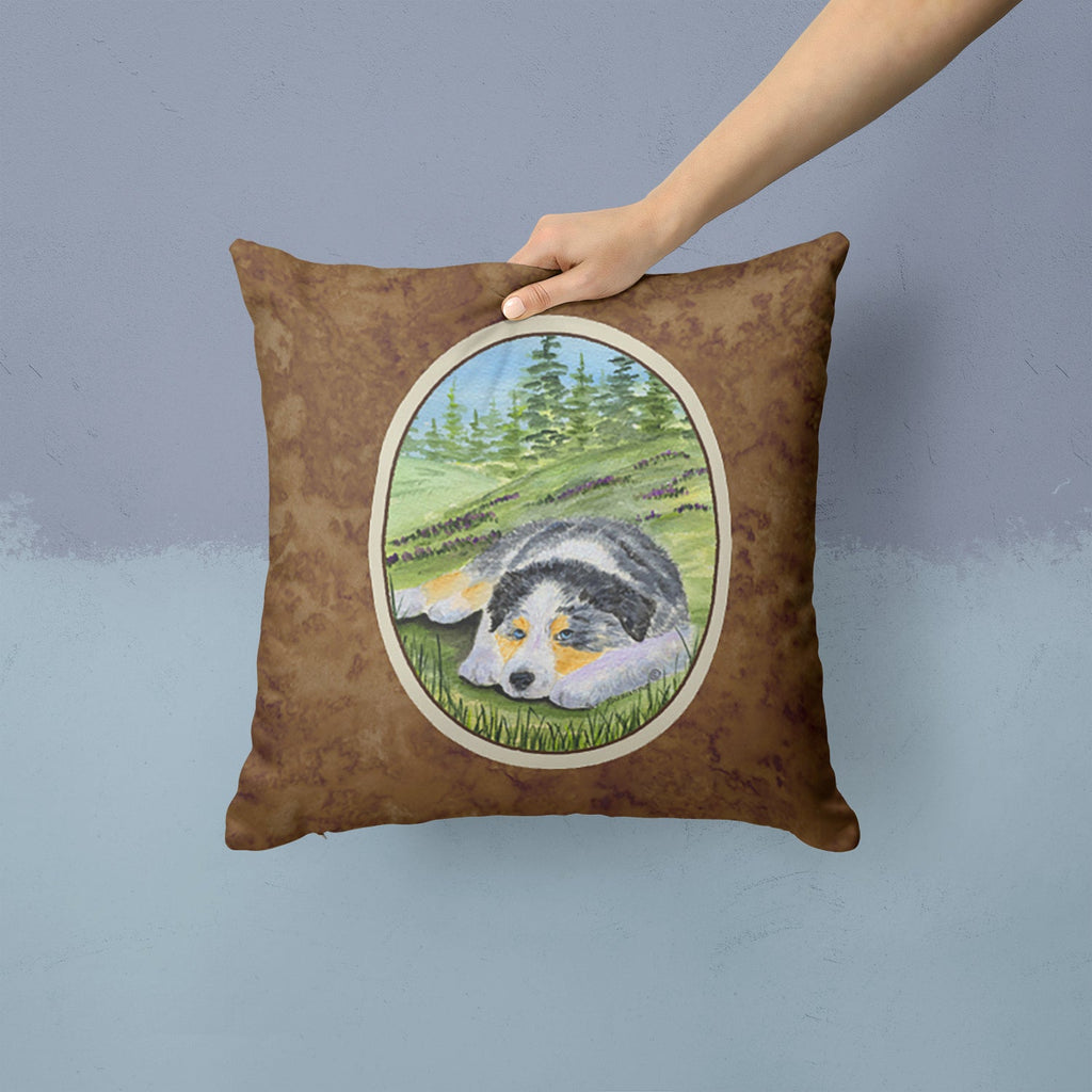 Australian Shepherd Decorative Throw Pillow 14x14 Indoor Outdoor Accent Cushion, Fabric Cover with Insert for Sofa, Bed, Porch & Living Room