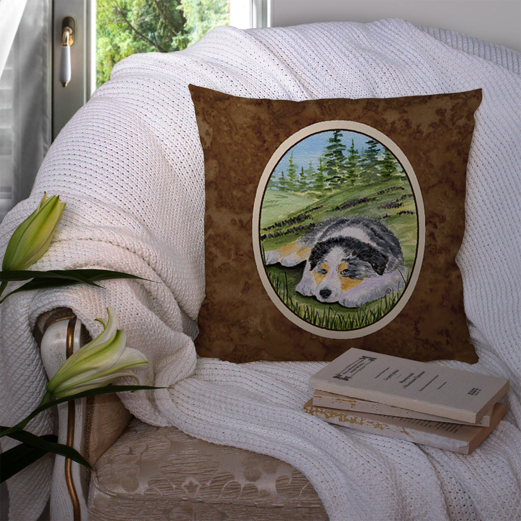 Australian Shepherd Decorative Throw Pillow 14x14 Indoor Outdoor Accent Cushion, Fabric Cover with Insert for Sofa, Bed, Porch & Living Room