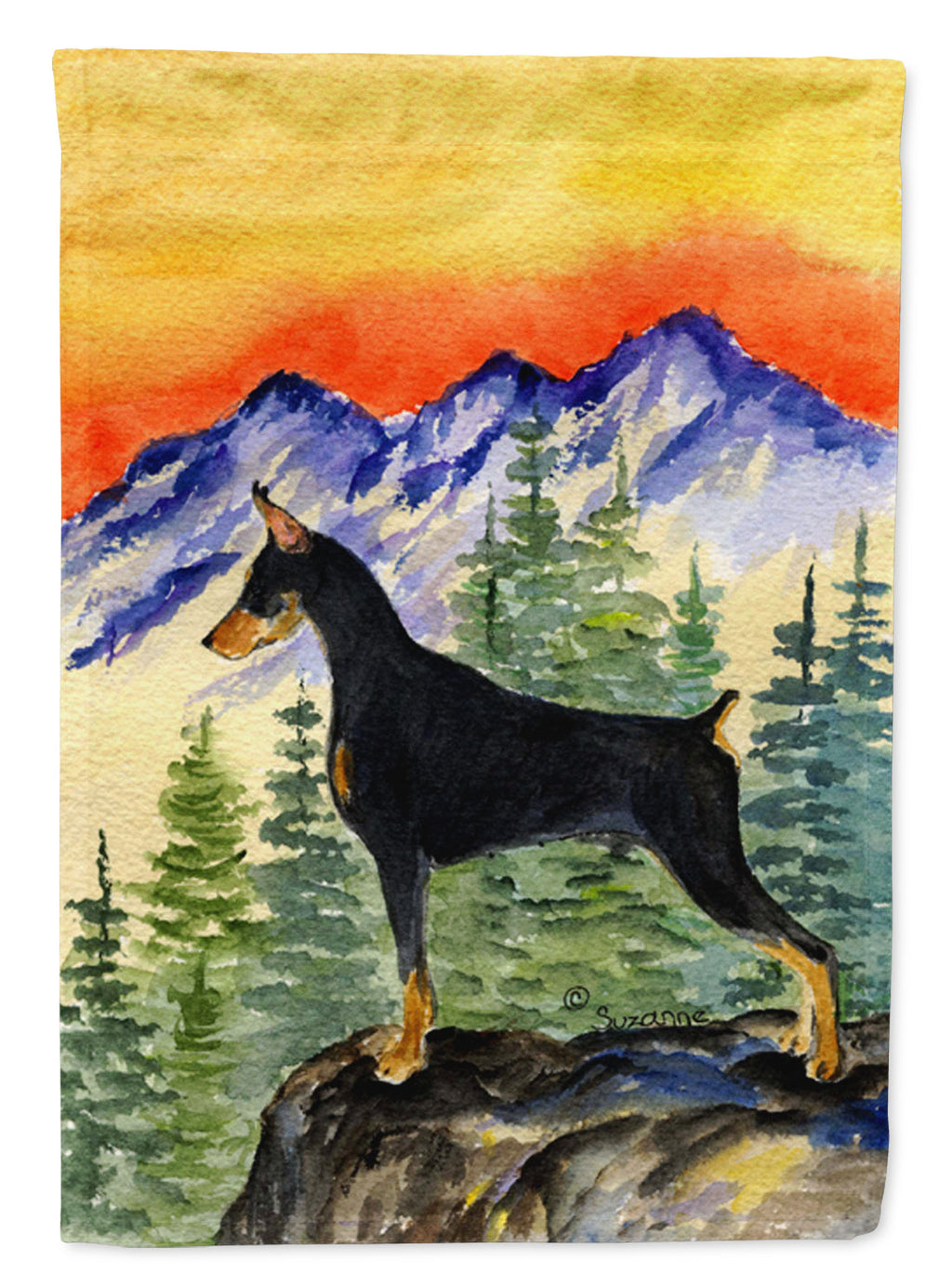 Doberman House Flag 28x40 Porch Sleeve Pole Decorative Outside Yard Banner Artwork Wall Hanging, Polyester