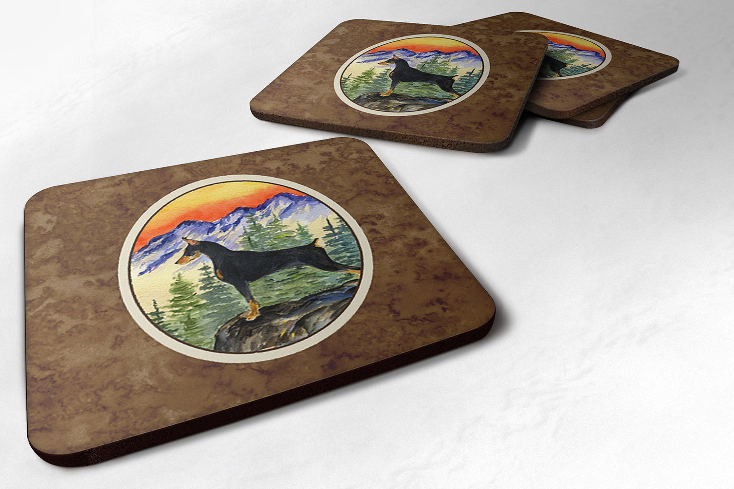 Doberman Foam Coasters Set of 4 Cup Coasters for Indoor Outdoor, Tabletop Protection, Anti Slip, Mouse pad Material