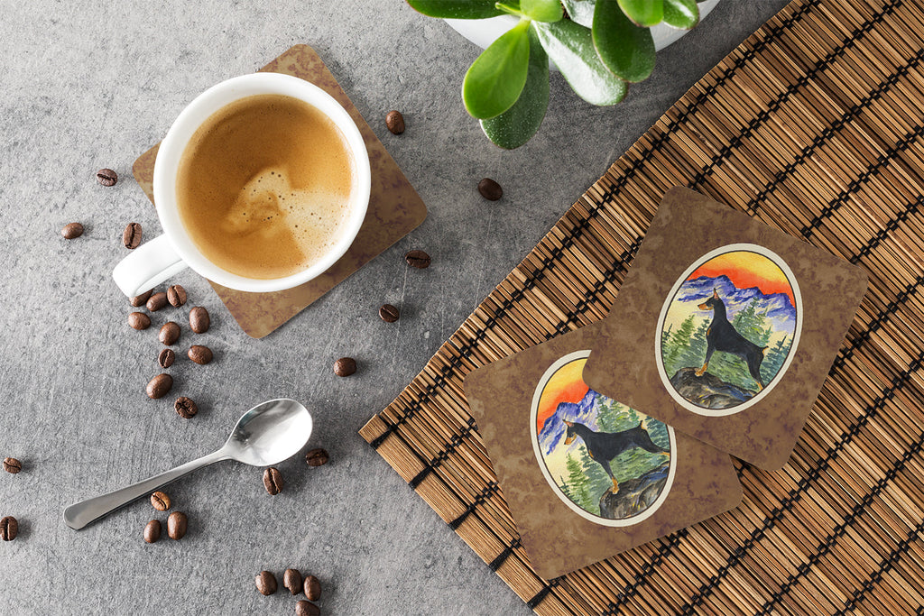 Doberman Foam Coasters Set of 4 Cup Coasters for Indoor Outdoor, Tabletop Protection, Anti Slip, Mouse pad Material