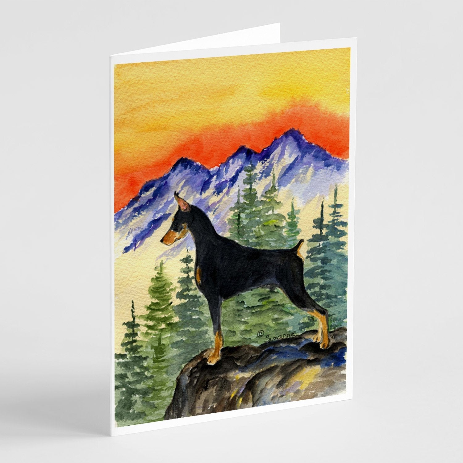 Doberman Greeting Cards Pack of 8 Blank Cards with Envelopes Whimsical A7 Size 5x7