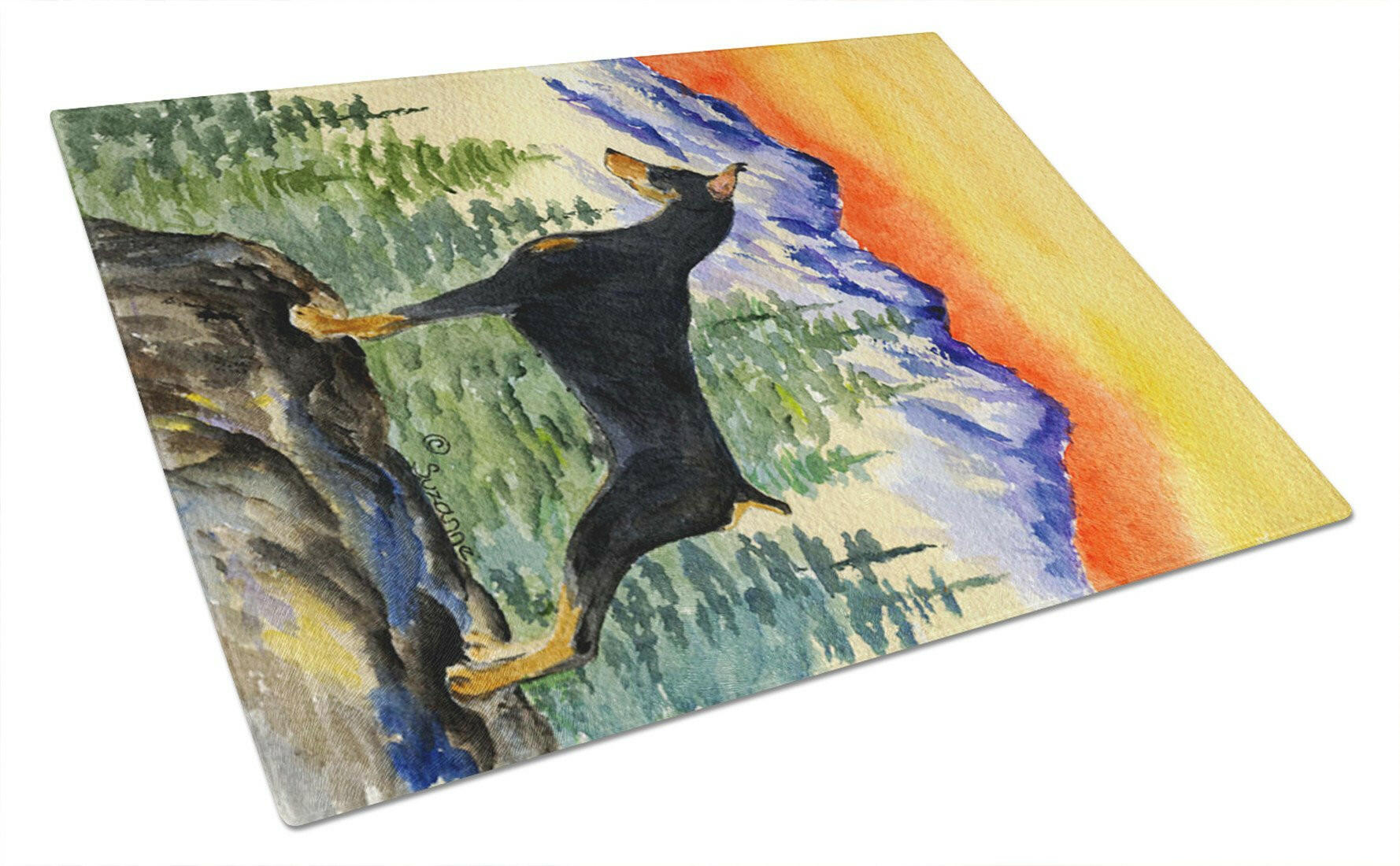 Doberman Cutting Board Tempered Glass Kitchen Cutting Surface, Heat Resistant Chopping, Non-Slip Feet, Food Prep & Serving