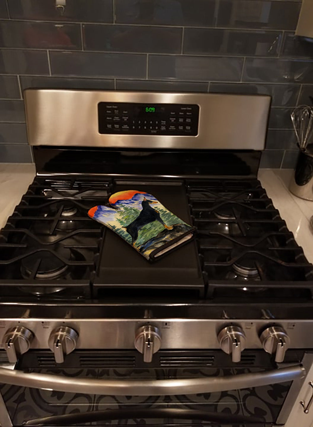 Doberman Oven Mitt Heat Resistant Thick Oven Mitt for Hot Pans and Oven, Kitchen Mitt Protect Hands, Cooking Baking Glove
