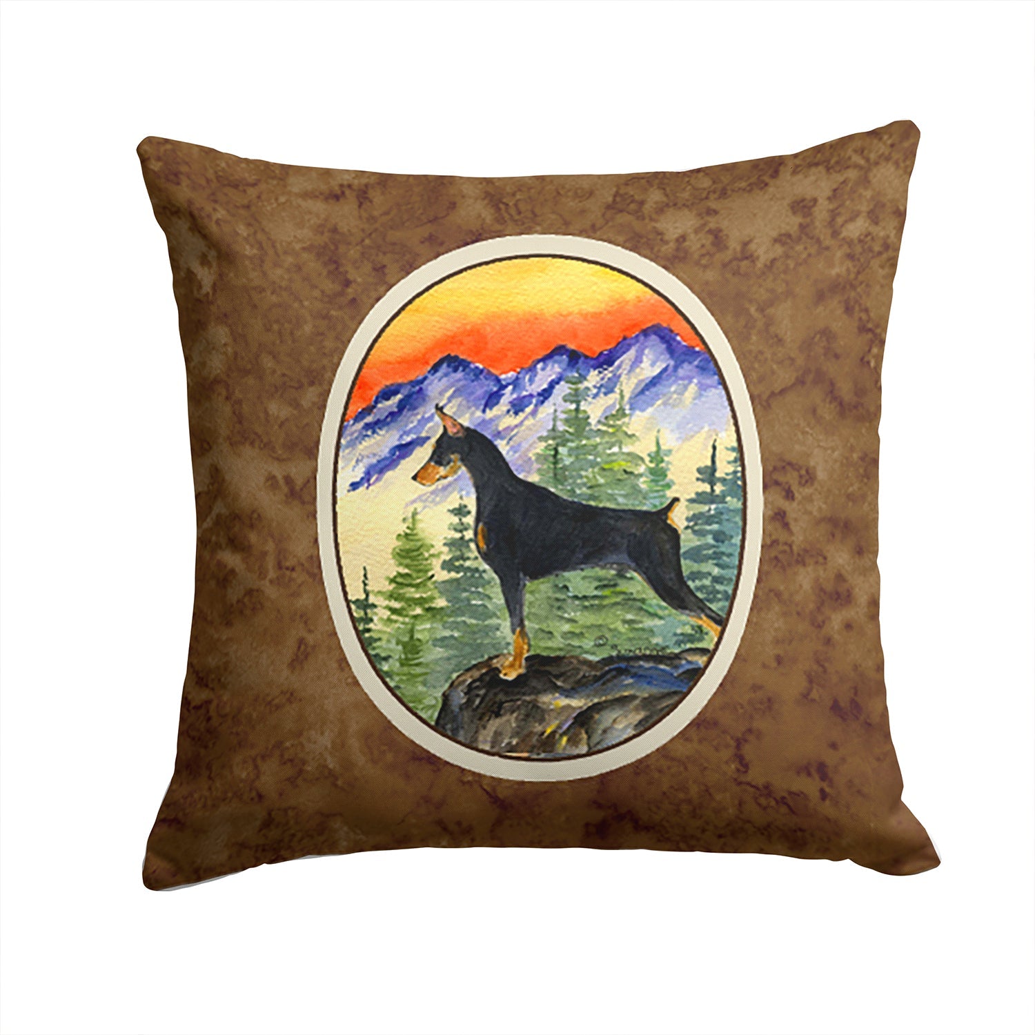 Doberman Decorative Throw Pillow 14x14 Indoor Outdoor Accent Cushion, Fabric Cover with Insert for Sofa, Bed, Porch & Living Room
