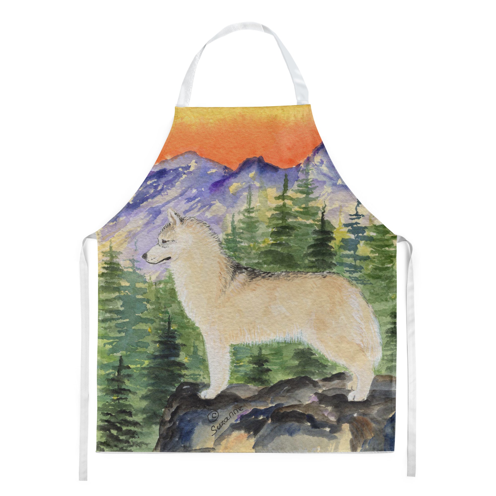 Siberian Husky Apron Cooking Kitchen Server Baking Crafts Gardening for Adult Women Men, Unisex, Large, Multicolor