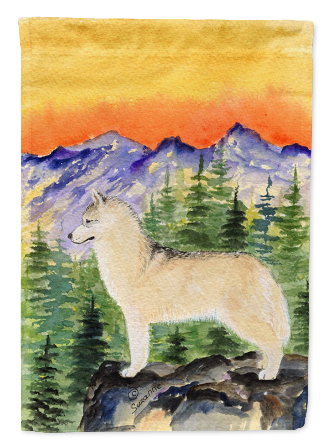Siberian Husky House Flag 28x40 Porch Sleeve Pole Decorative Outside Yard Banner Artwork Wall Hanging, Polyester