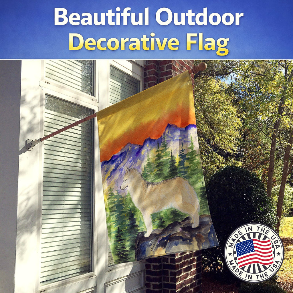 Siberian Husky House Flag 28x40 Porch Sleeve Pole Decorative Outside Yard Banner Artwork Wall Hanging, Polyester