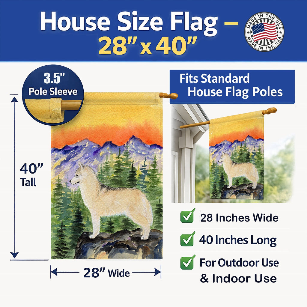 Siberian Husky House Flag 28x40 Porch Sleeve Pole Decorative Outside Yard Banner Artwork Wall Hanging, Polyester