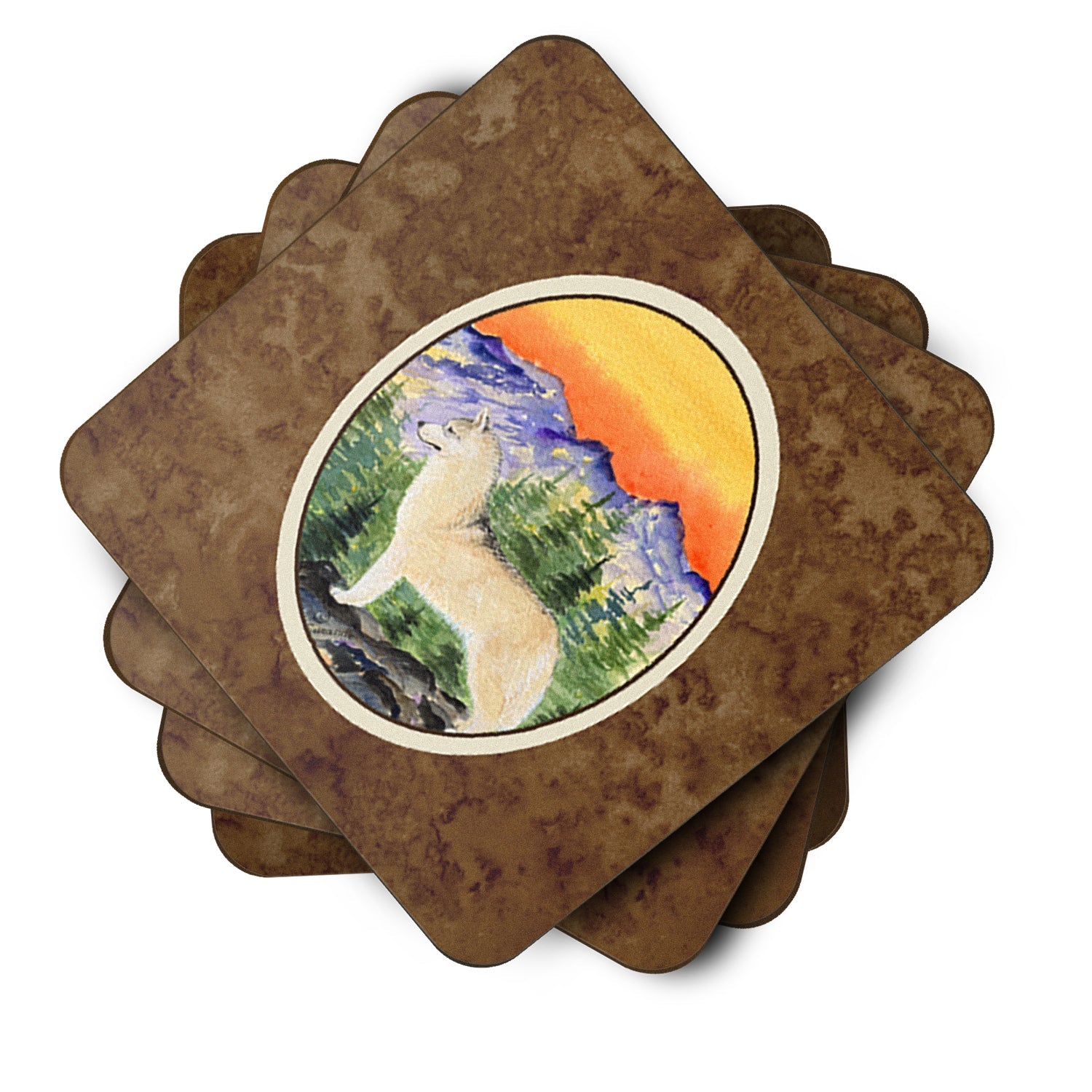Siberian Husky Foam Coasters Set of 4 Cup Coasters for Indoor Outdoor, Tabletop Protection, Anti Slip, Mouse pad Material