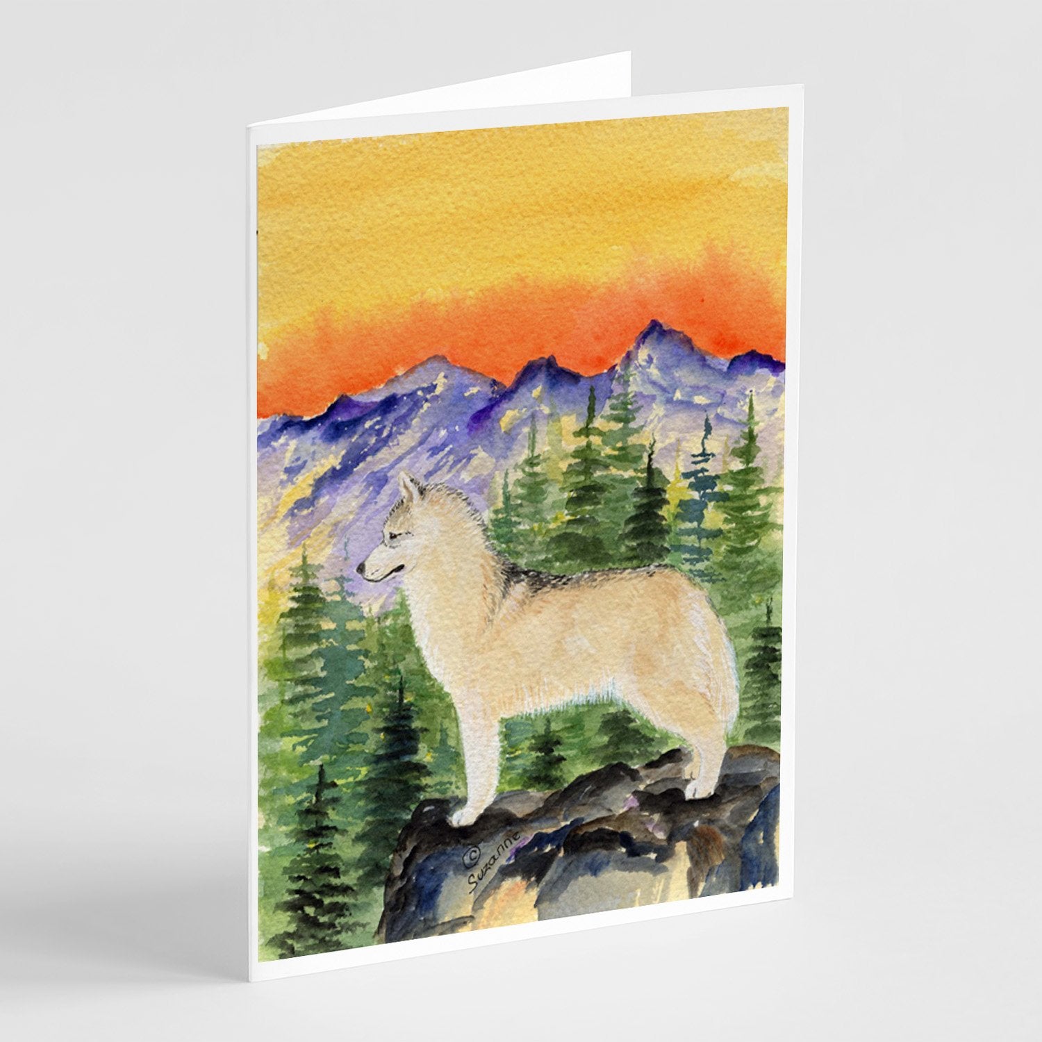 Siberian Husky Greeting Cards Pack of 8 Blank Cards with Envelopes Whimsical A7 Size 5x7