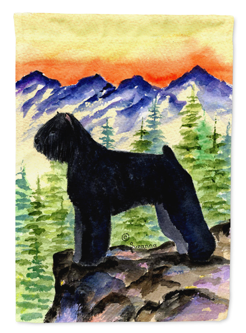 Bouvier des Flandres House Flag 28x40 Porch Sleeve Pole Decorative Outside Yard Banner Artwork Wall Hanging, Polyester
