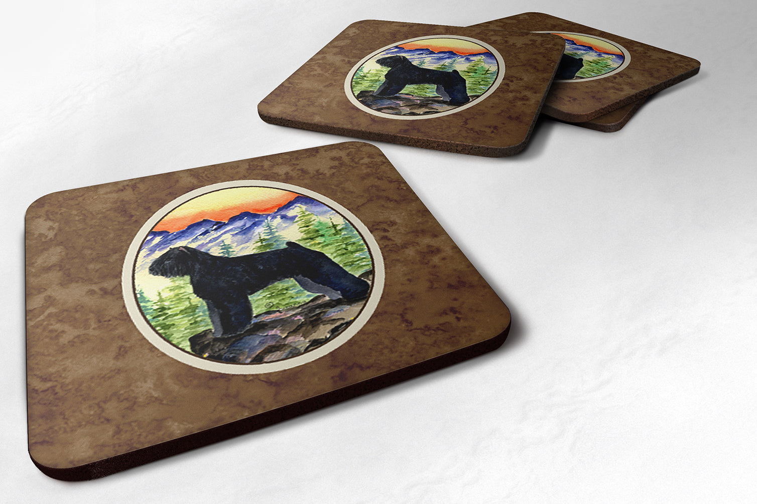 Bouvier des Flandres Foam Coasters Set of 4 Cup Coasters for Indoor Outdoor, Tabletop Protection, Anti Slip, Mouse pad Material