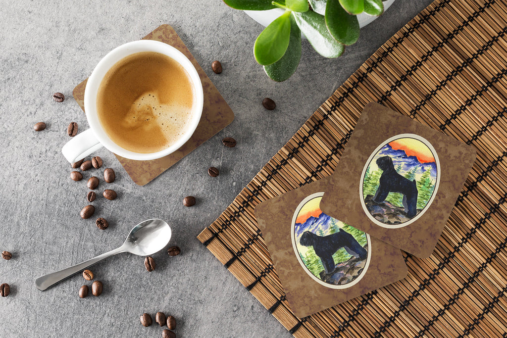 Bouvier des Flandres Foam Coasters Set of 4 Cup Coasters for Indoor Outdoor, Tabletop Protection, Anti Slip, Mouse pad Material