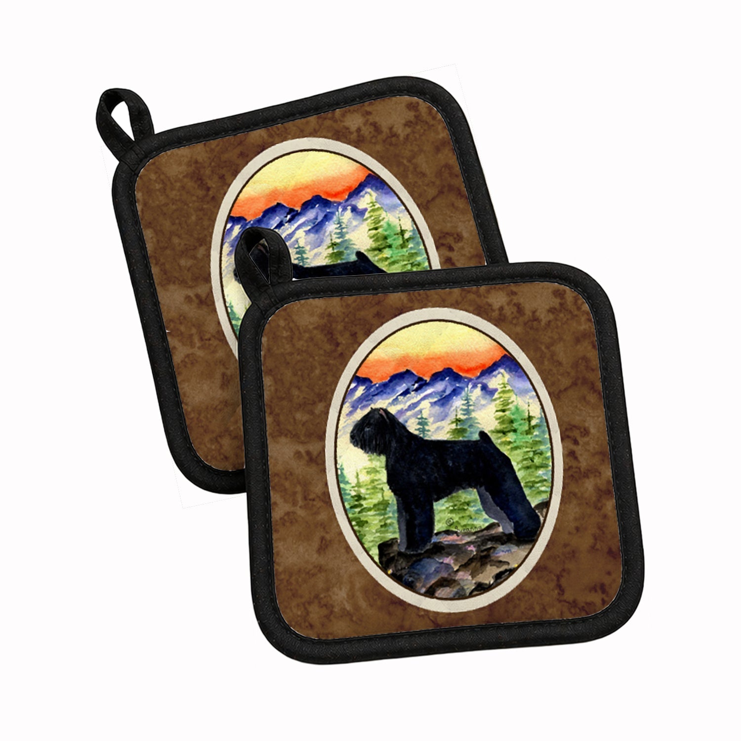 Bouvier des Flandres Pot Holder Set of 2 Heat Resistant Quilted Hot Pads 7.5 x 7.5 Inch, Insulated Kitchen Trivets for Cooking & Baking