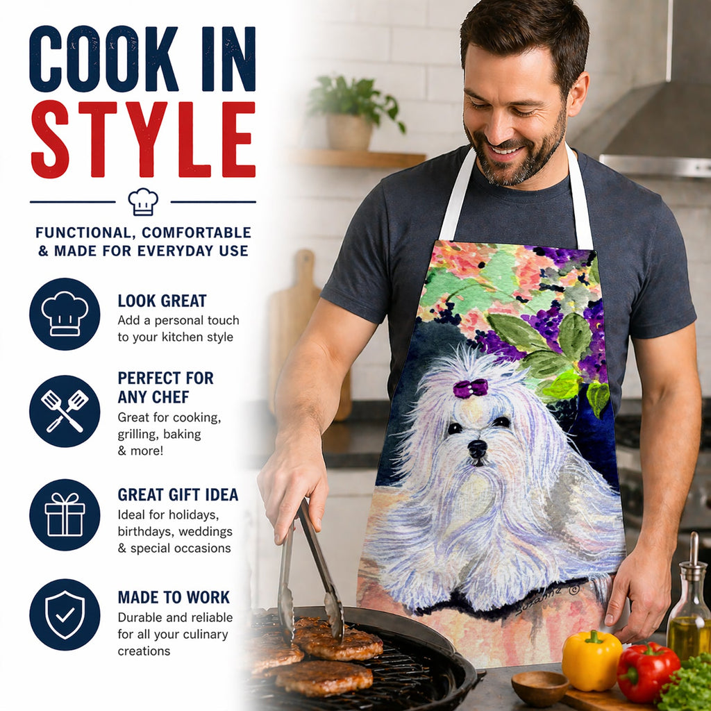 Maltese Apron Cooking Kitchen Server Baking Crafts Gardening for Adult Women Men, Unisex, Large, Multicolor