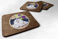 Maltese Foam Coasters Set of 4 Cup Coasters for Indoor Outdoor, Tabletop Protection, Anti Slip, Mouse pad Material