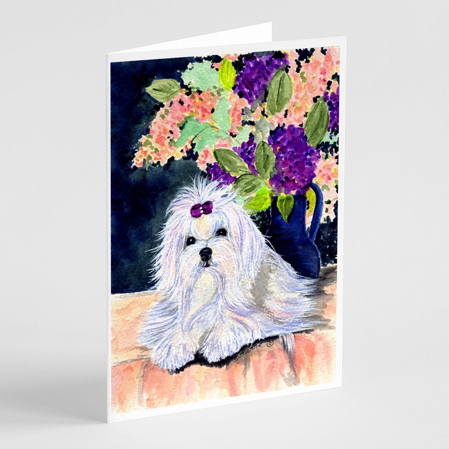 Maltese Greeting Cards Pack of 8 Blank Cards with Envelopes Whimsical A7 Size 5x7
