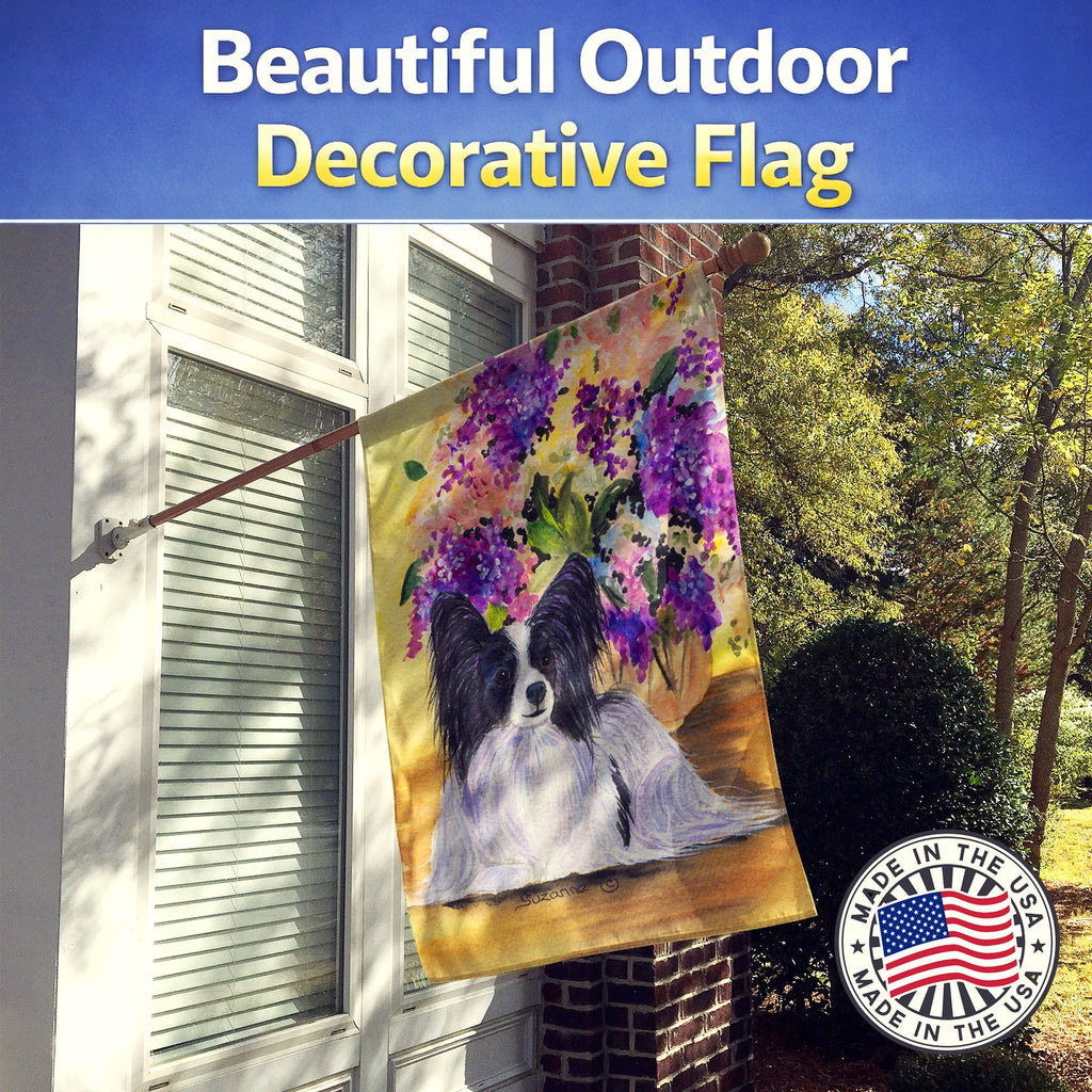 Papillon House Flag 28x40 Porch Sleeve Pole Decorative Outside Yard Banner Artwork Wall Hanging, Polyester