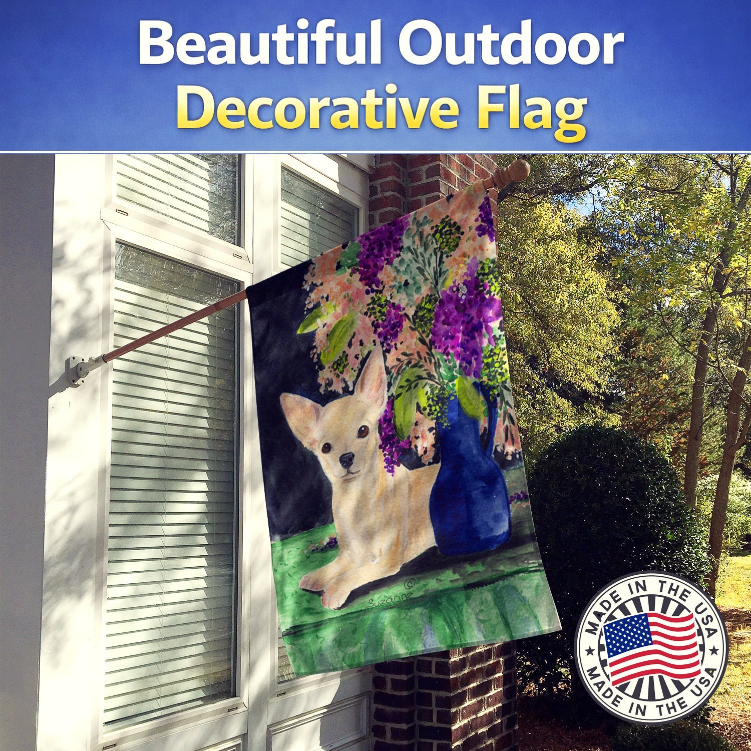 Chihuahua House Flag 28x40 Porch Sleeve Pole Decorative Outside Yard Banner Artwork Wall Hanging, Polyester