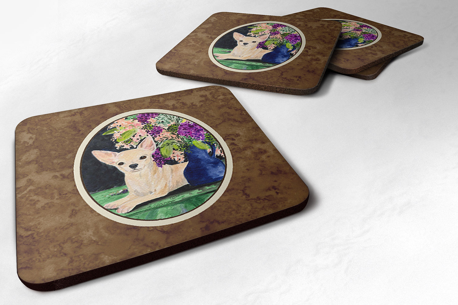 Chihuahua Foam Coasters Set of 4 Cup Coasters for Indoor Outdoor, Tabletop Protection, Anti Slip, Mouse pad Material