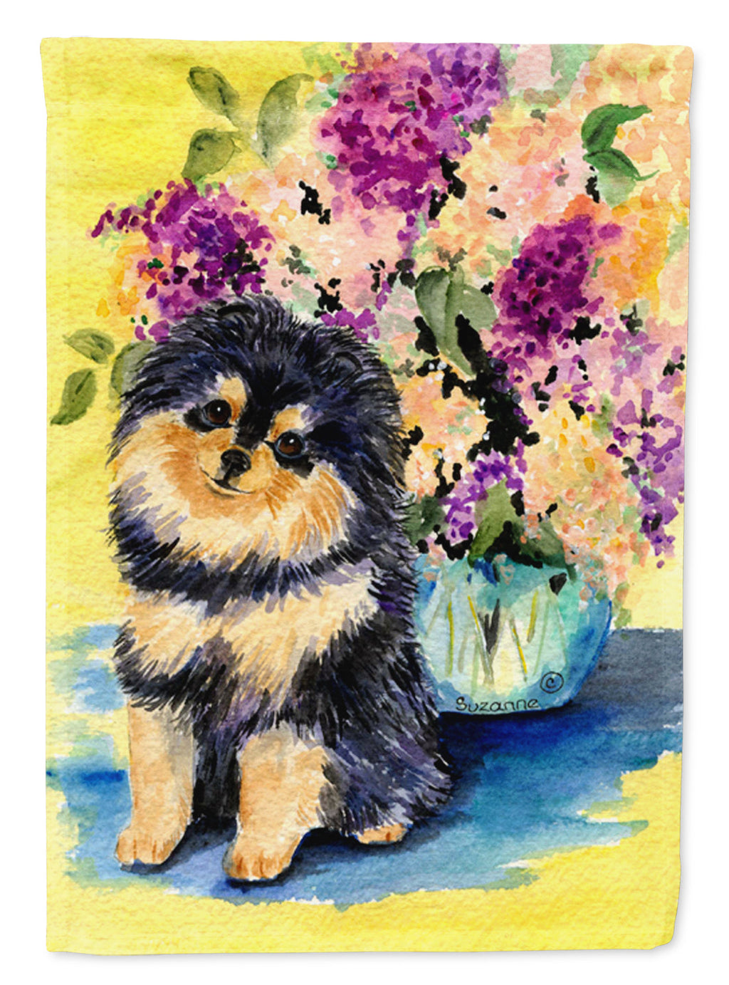 Pomeranian House Flag 28x40 Porch Sleeve Pole Decorative Outside Yard Banner Artwork Wall Hanging, Polyester