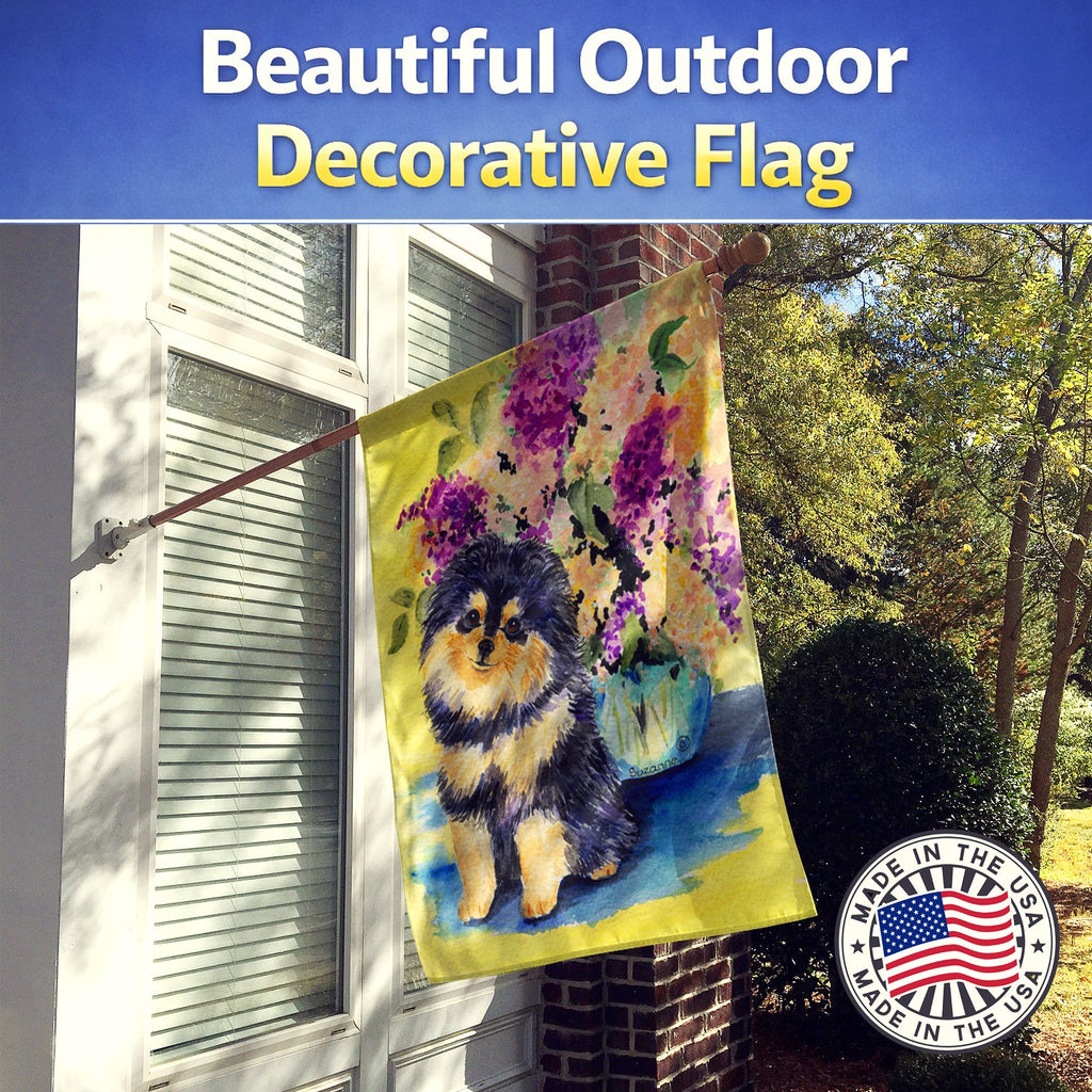 Pomeranian House Flag 28x40 Porch Sleeve Pole Decorative Outside Yard Banner Artwork Wall Hanging, Polyester