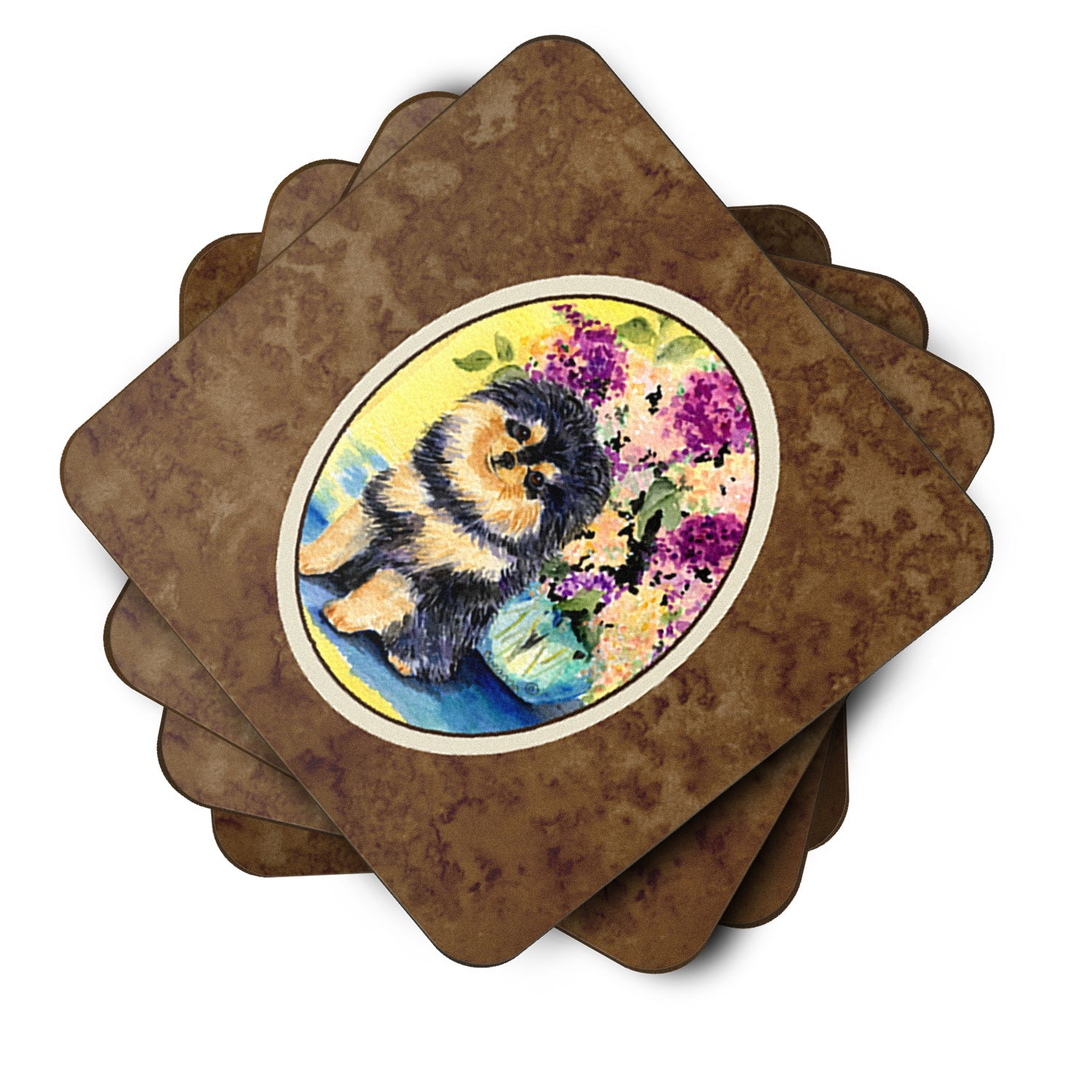 Pomeranian Foam Coasters Set of 4 Cup Coasters for Indoor Outdoor, Tabletop Protection, Anti Slip, Mouse pad Material