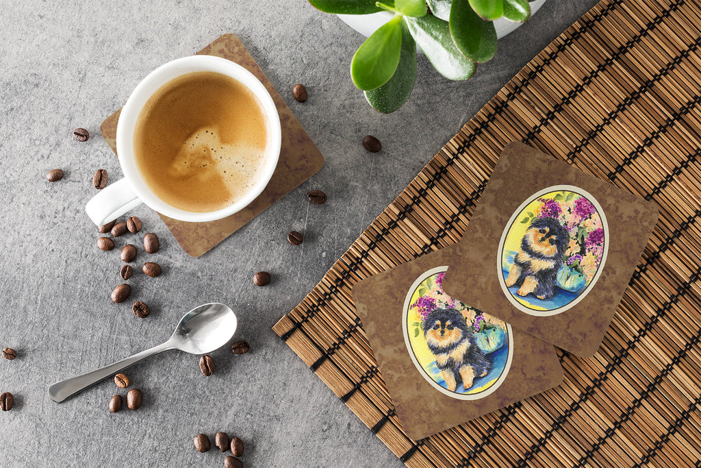 Pomeranian Foam Coasters Set of 4 Cup Coasters for Indoor Outdoor, Tabletop Protection, Anti Slip, Mouse pad Material