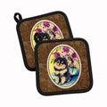 Pomeranian Pot Holder Set of 2 Heat Resistant Quilted Hot Pads 7.5 x 7.5 Inch, Insulated Kitchen Trivets for Cooking & Baking